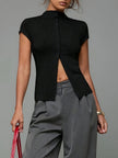 Boat Neck Button Top