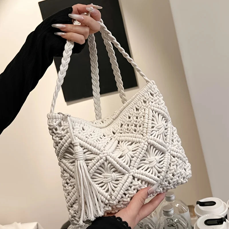 Knot Your Average Macramé Tassel Crossbody Bag