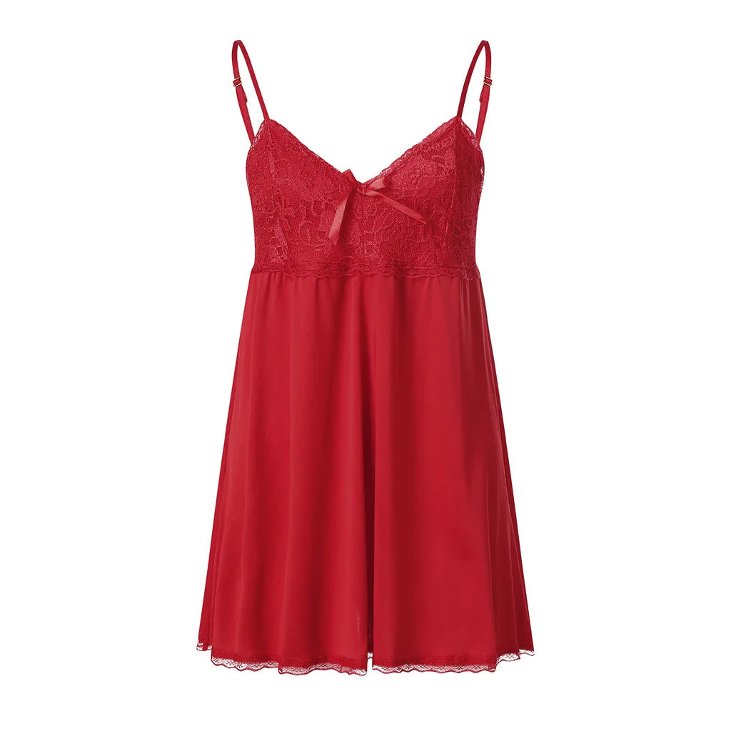 Bow & Lace Babydoll Chemise Dress