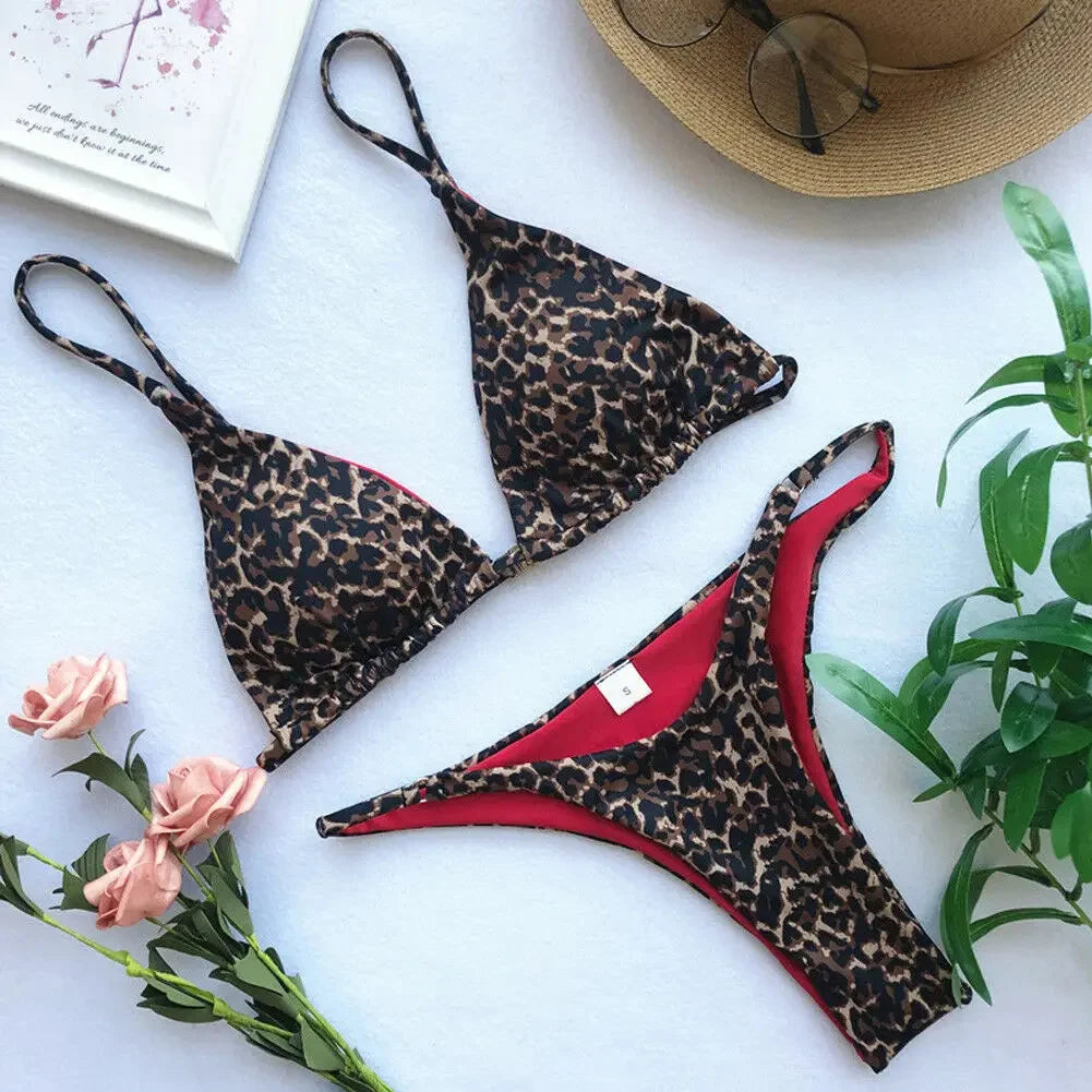 Wild Thing Leopard Print Triangle Bikini Set