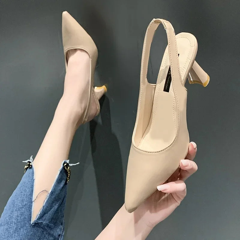 Sharp Instincts Pointed Toe Slingback Block Heels