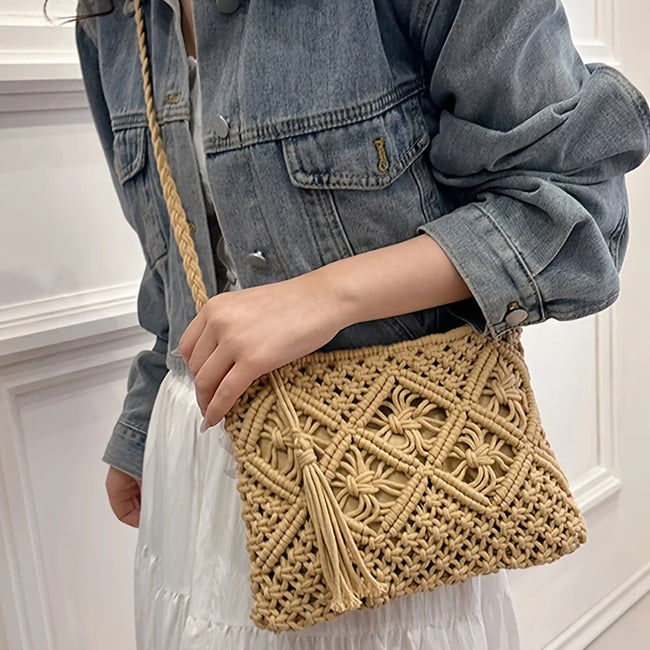 Knot Your Average Macramé Tassel Crossbody Bag