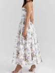 Floral Bow Corset Midi Dress