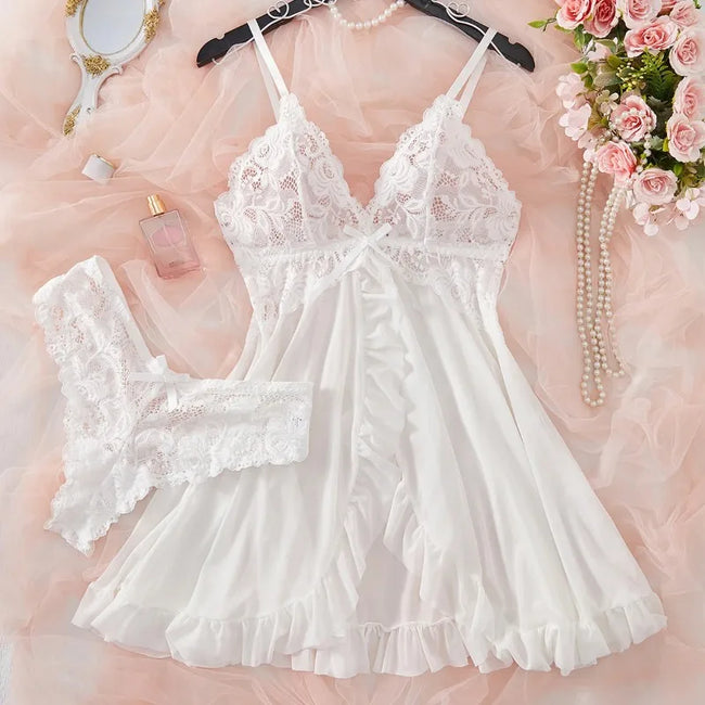 Dreamy Ruffle Babydoll & Lace Panty Set