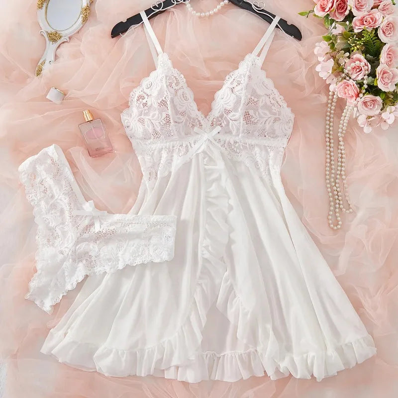 Dreamy Ruffle Babydoll & Lace Panty Set