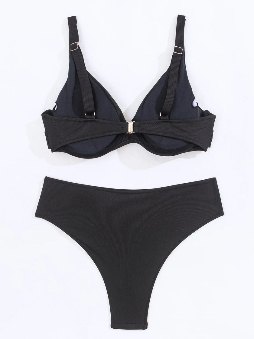 Twist & Shout High Waist Textured Bikini Set
