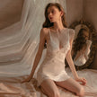 Midnight Garden Lace Appliqué Slip Dress