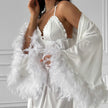 Cloud Nine Feather Trim Robe & Satin Babydoll Set