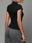 Boat Neck Button Top