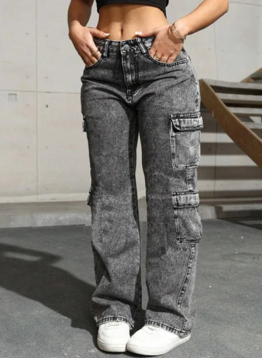 Vintage Wash Cargo Jeans