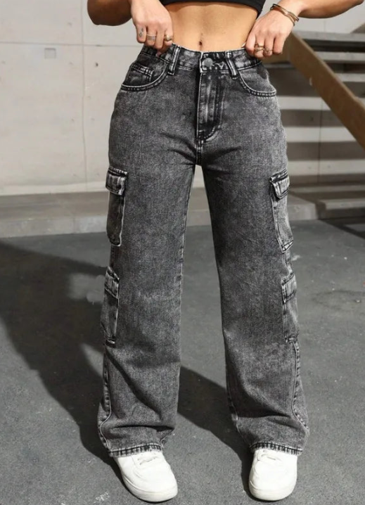 Vintage Wash Cargo Jeans