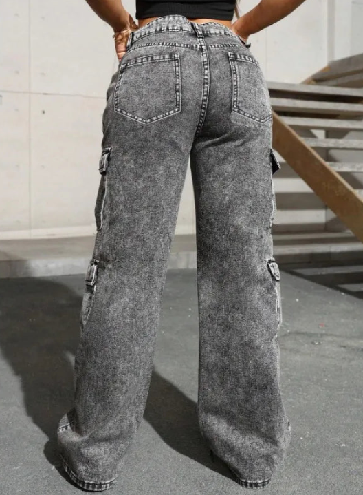 Vintage Wash Cargo Jeans