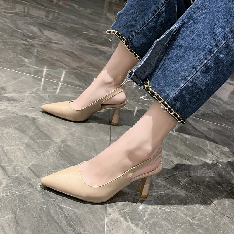 Sharp Instincts Pointed Toe Slingback Block Heels