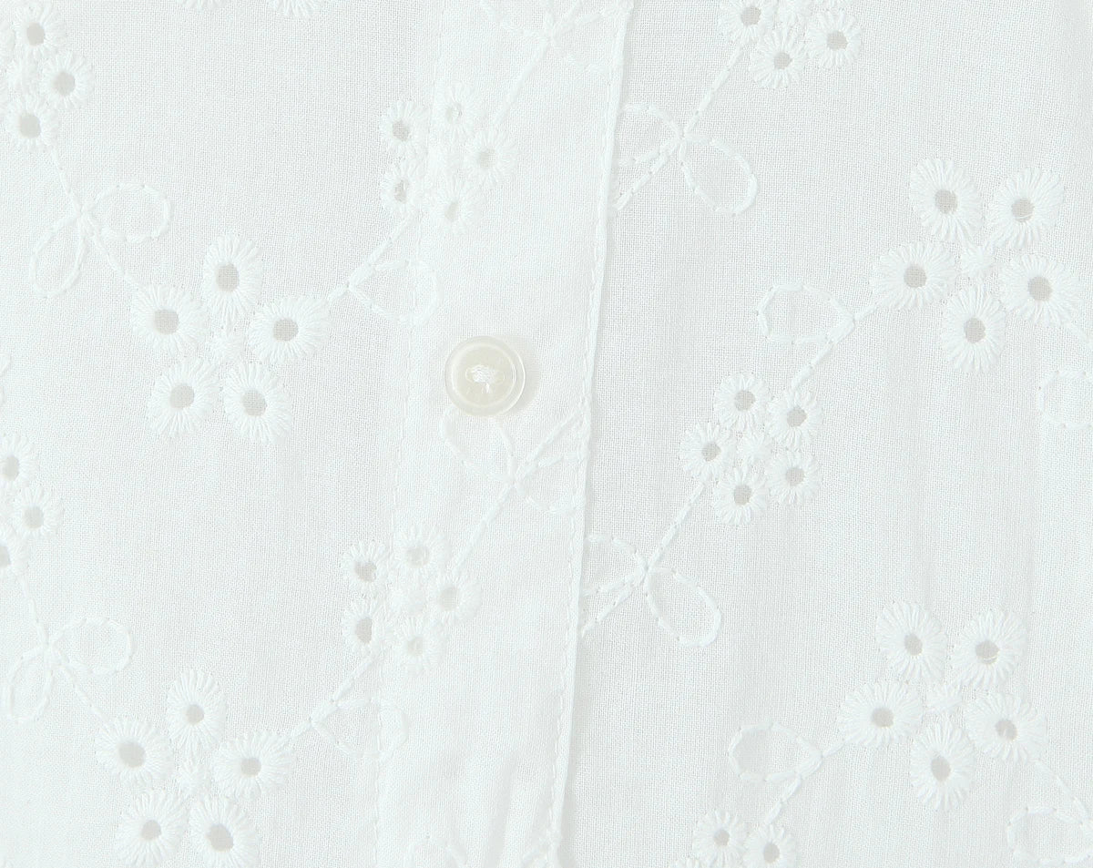 Eyelet Lace Button Front Mini Dress