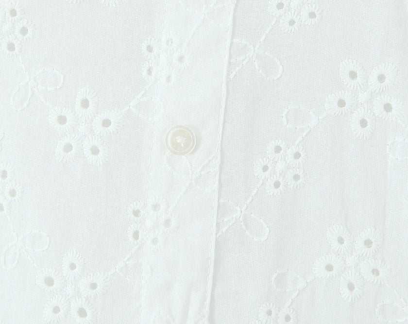 Eyelet Lace Button Front Mini Dress