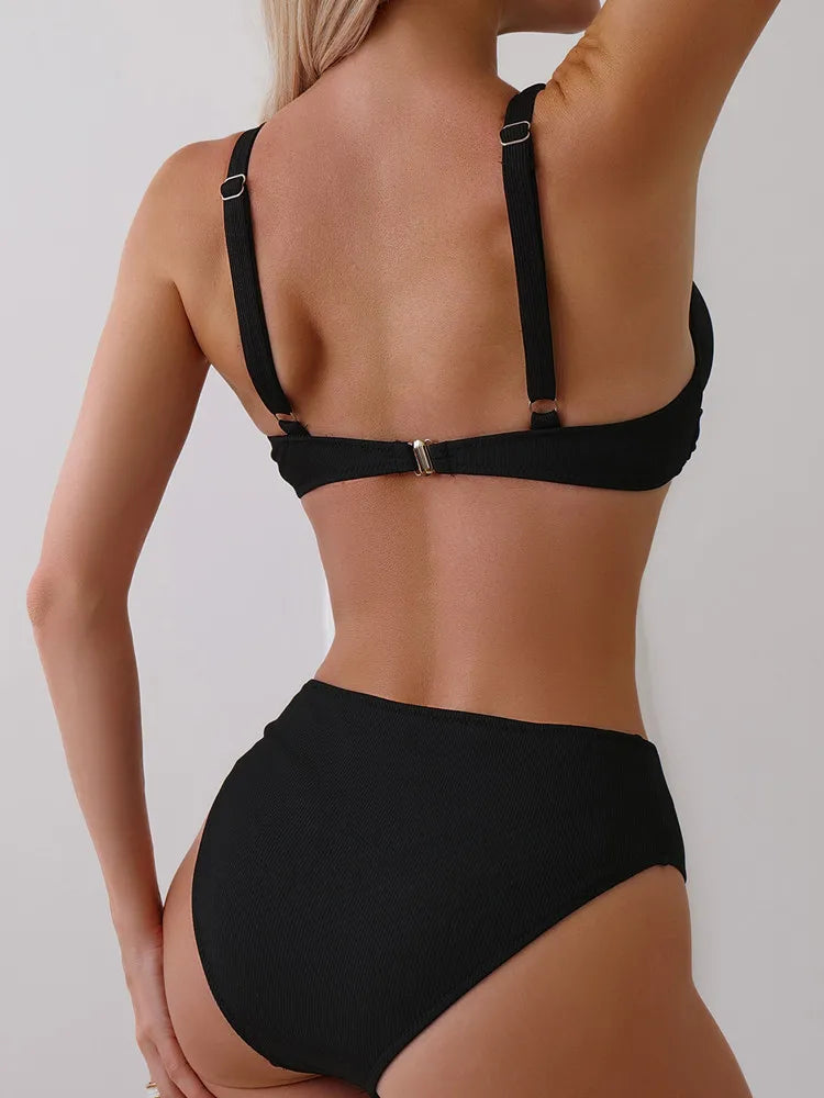 Twist & Shout High Waist Textured Bikini Set