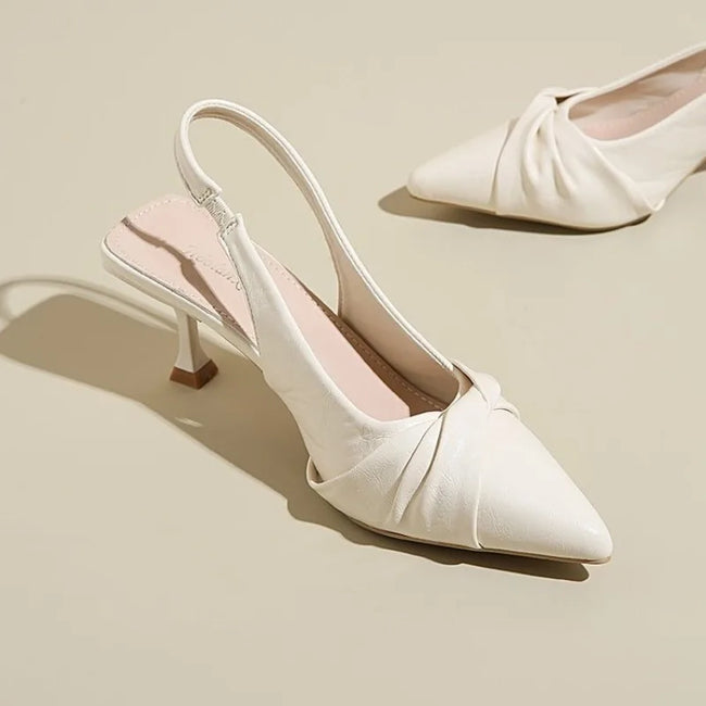 Knot Your Average Twist Bow Slingback Kitten Heels