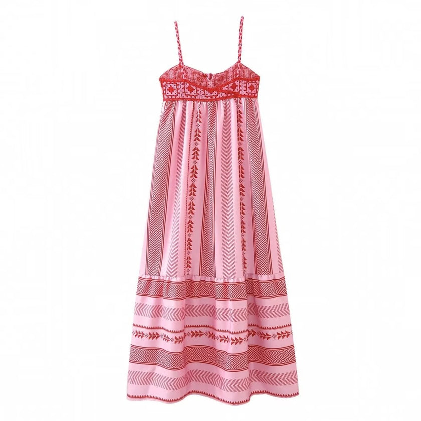 Embroidered Tassel Maxi Dress