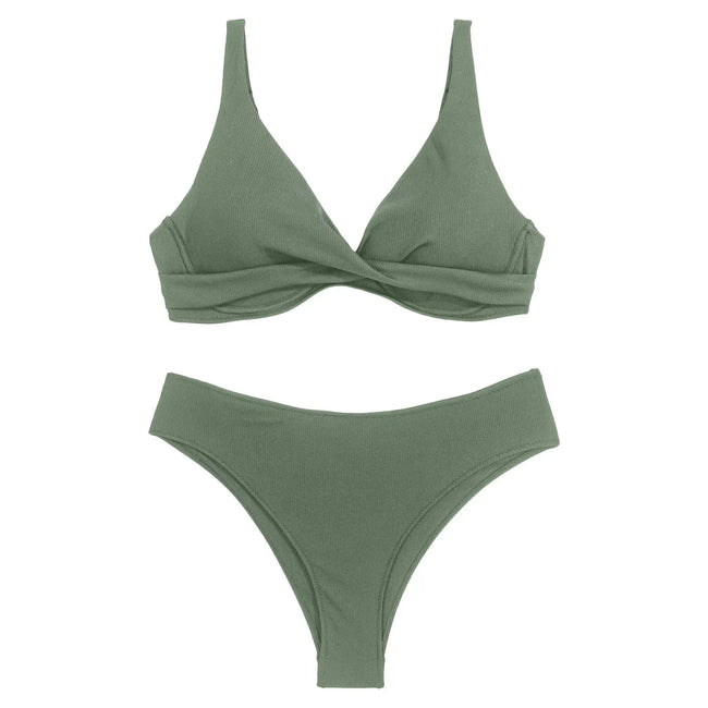 Twist & Shout High Waist Textured Bikini Set