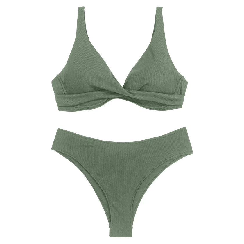Twist & Shout High Waist Textured Bikini Set