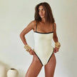 Less Is More Contrast Trim Square Neck One Piece