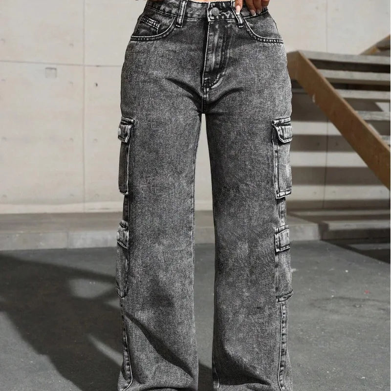 Vintage Wash Cargo Jeans