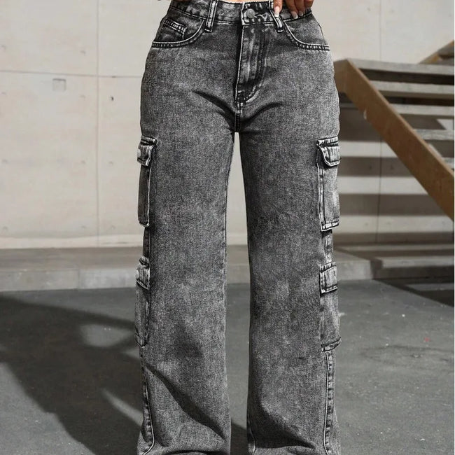 Vintage Wash Cargo Jeans