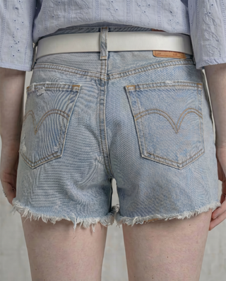Adeline Frayed Denim Shorts