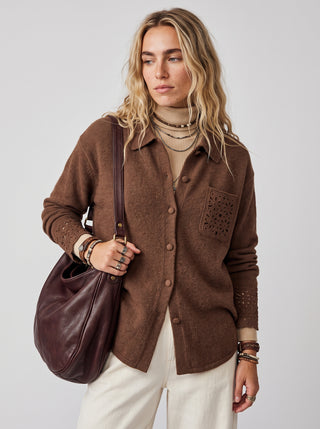 Agnes Heavyweight Knit Shirt in Coffee