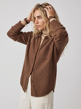 Agnes Heavyweight Knit Shirt in Coffee