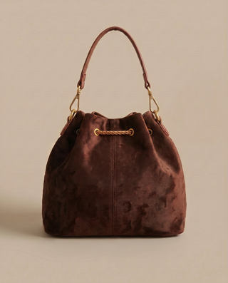 Bea Suede Drawstring Bucket Bag
