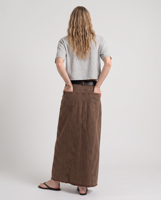Brooke Low-Rise Denim Maxi Skirt