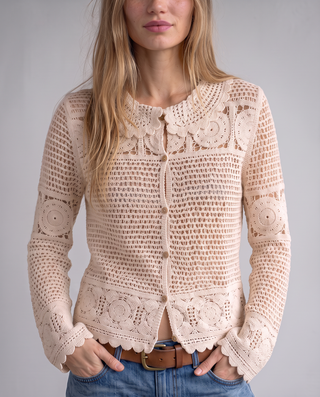 Camellia Scalloped Crochet Cardigan