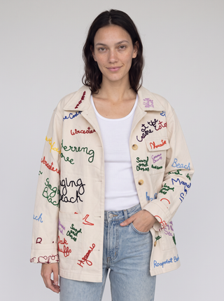 Cape Cod Script Embroidered Trucker Jacket