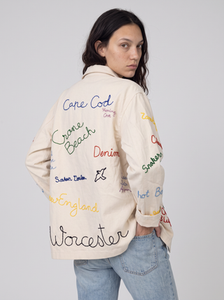 Cape Cod Script Embroidered Trucker Jacket