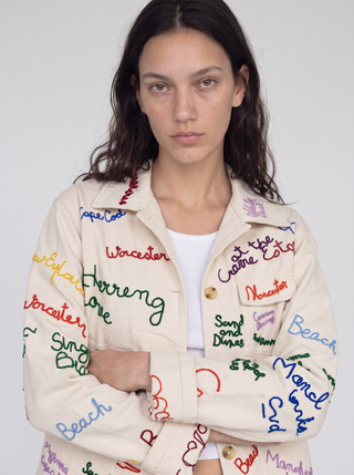 Cape Cod Script Embroidered Trucker Jacket