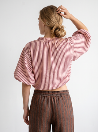 Cosima Striped Balloon Sleeve Top