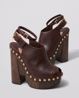 Delacroix Peep Toe Leather Mules