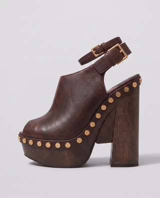 Delacroix Peep Toe Leather Mules