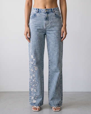 Delphine High-Rise Embroidered Wide-Leg Jeans