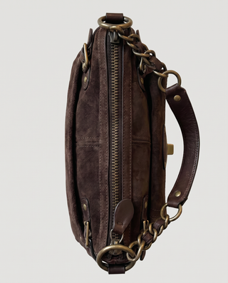 Dina Buckle Suede Shoulder Bag