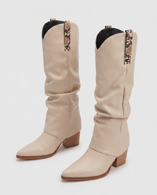 Elsie Snake Trim Slouch Western Boots