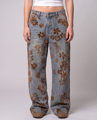 Fenwick Low-Rise Ultra Baggy Floral Print Jeans