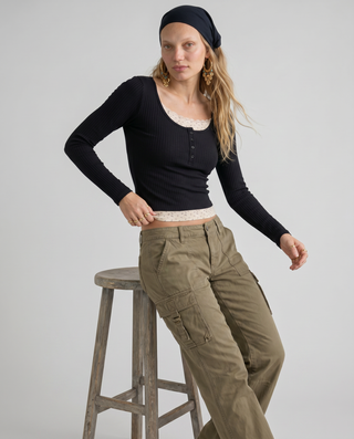 Genevieve Lace Trim Henley