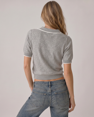 Greer Tipped Johnny Collar Sweater Polo