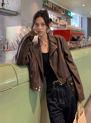 Joplin Cropped Leather Moto Jacket