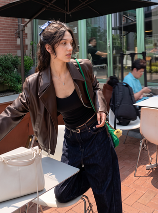Joplin Cropped Leather Moto Jacket