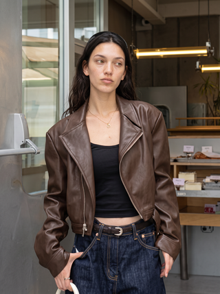 Joplin Cropped Leather Moto Jacket