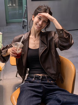 Joplin Cropped Leather Moto Jacket