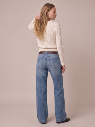 Laurel Low-Rise Baggy Flare Jeans in Medium Vintage, back view